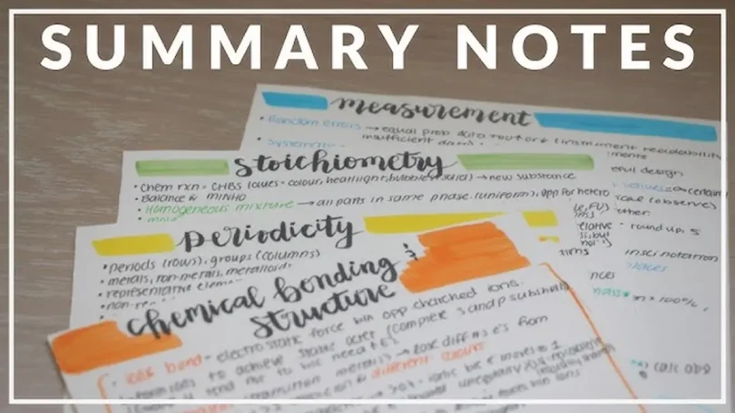 study summary notes for exams